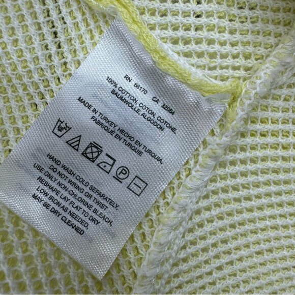 Knitted & knotted cardigan crochet knit yellow white hearts boho. - Picture 7 of 8